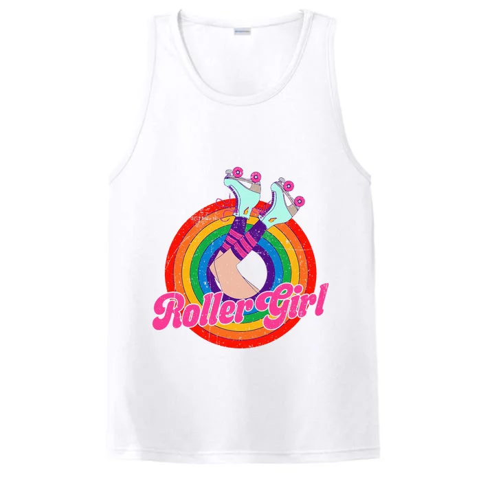 Roller Girl Skater Skating Retro Vintage Performance Tank