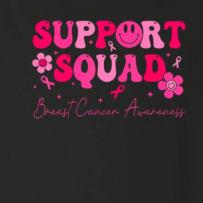 Retro Groovy Support Squad Breast Cancer Awareness Toddler Long Sleeve Shirt