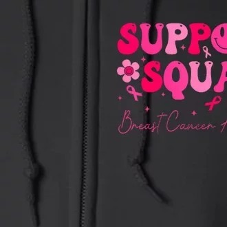 Retro Groovy Support Squad Breast Cancer Awareness Full Zip Hoodie