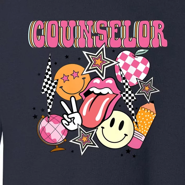 Retro Groovy School Counselor Appreciation Back To School Toddler Sweatshirt