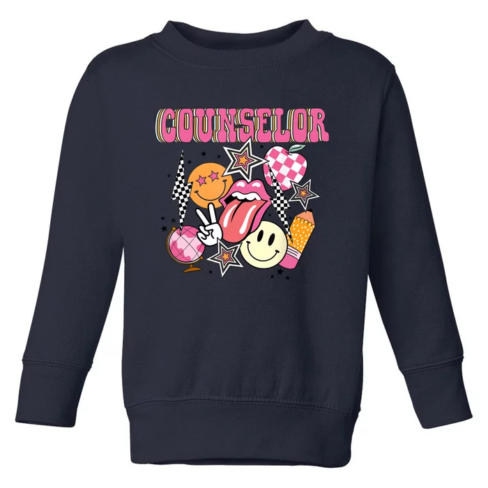 Retro Groovy School Counselor Appreciation Back To School Toddler Sweatshirt