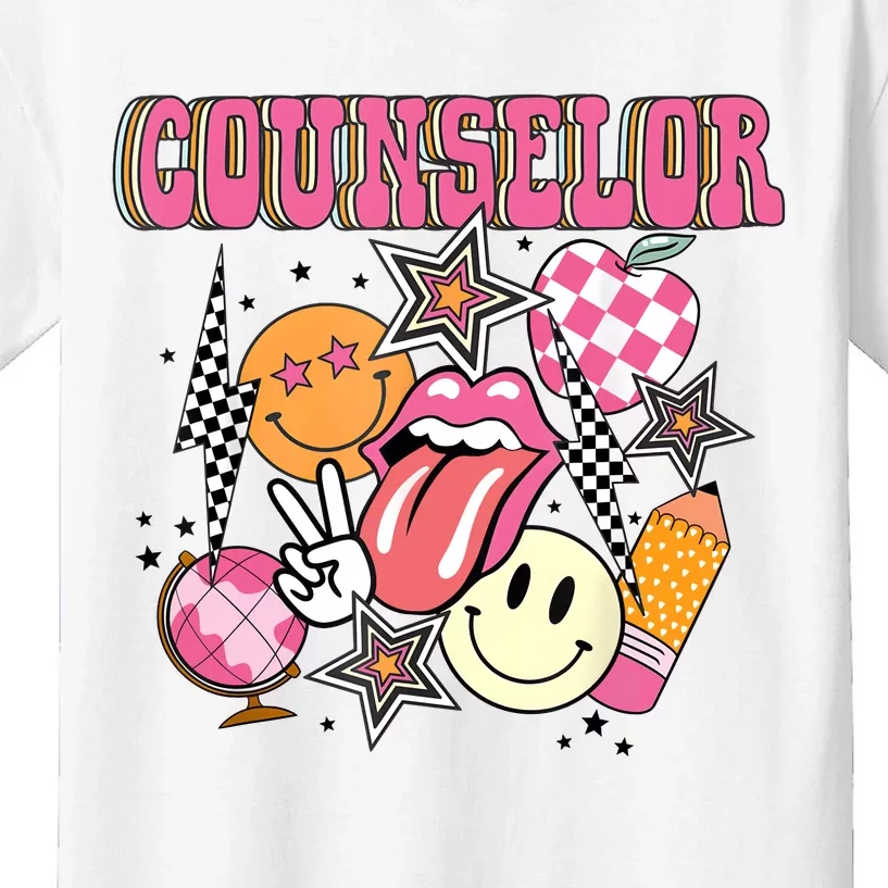 Retro Groovy School Counselor Appreciation Back To School Kids T-Shirt