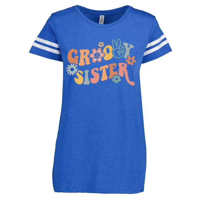 Retro Groovy Sister Matching Family 1st Birthday Party Enza Ladies Jersey Football T-Shirt