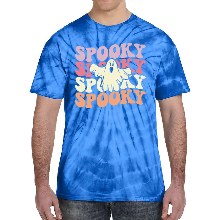 Retro Groovy Spooky Ghost Boo Halloween Costume Scary Tie-Dye T-Shirt