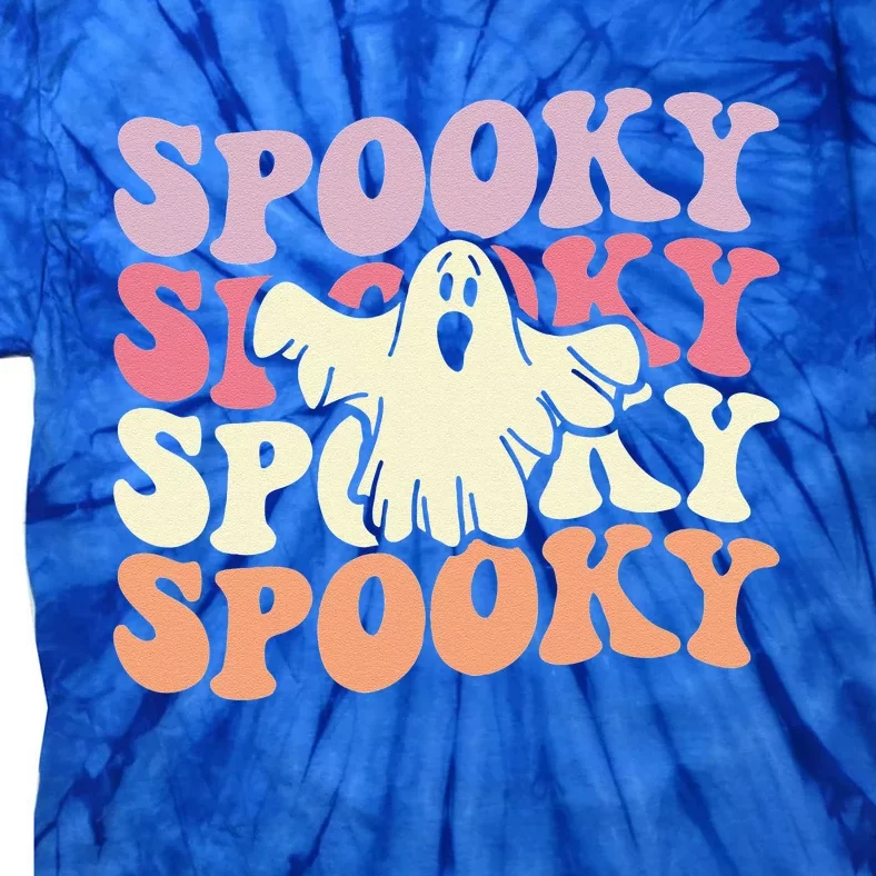 Retro Groovy Spooky Ghost Boo Halloween Costume Scary Tie-Dye T-Shirt