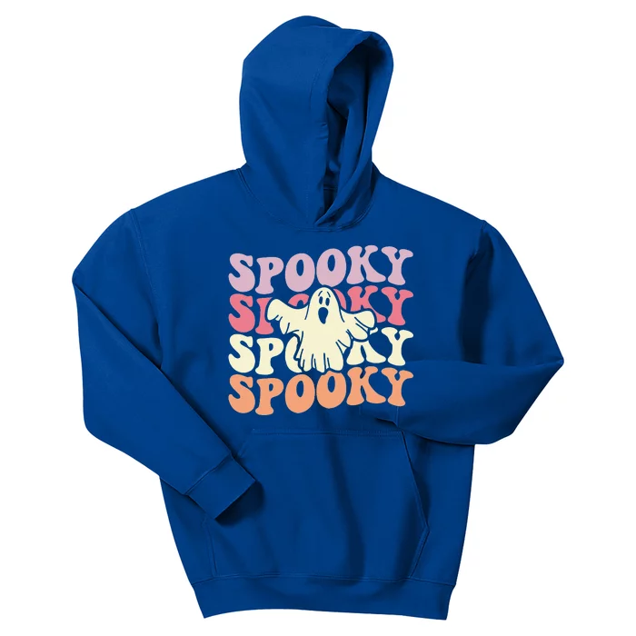 Retro Groovy Spooky Ghost Boo Halloween Costume Scary Kids Hoodie