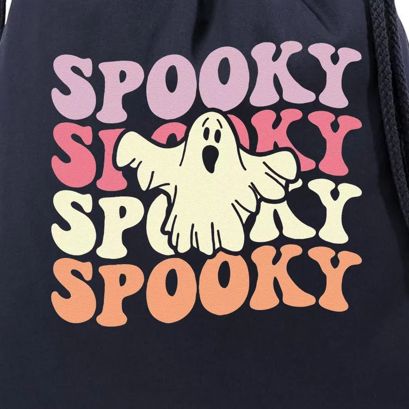 Retro Groovy Spooky Ghost Boo Halloween Costume Scary Drawstring Bag