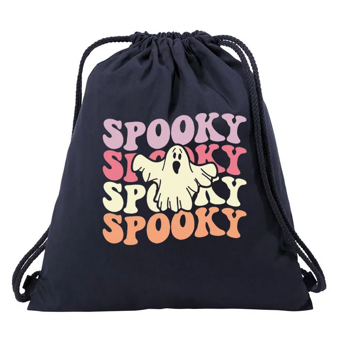 Retro Groovy Spooky Ghost Boo Halloween Costume Scary Drawstring Bag