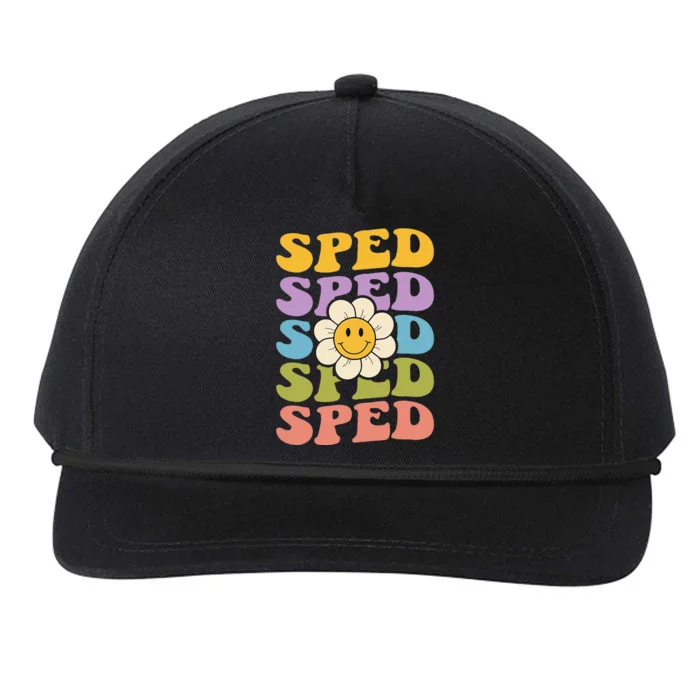 Retro Groovy SPED Teachers Back to School SPED Snapback Five-Panel Rope Hat