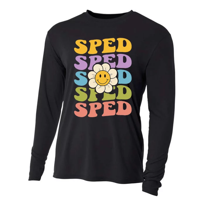 Retro Groovy SPED Teachers Back to School SPED Cooling Performance Long Sleeve Crew