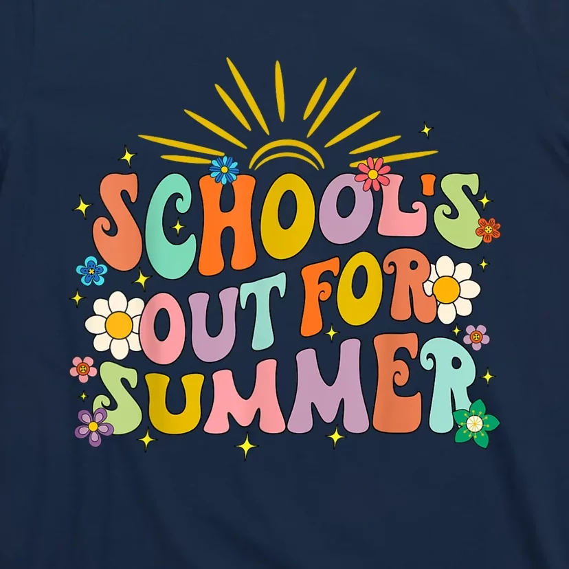 Retro Groovy Schools Out For Summer Graduation Teacher T-Shirt