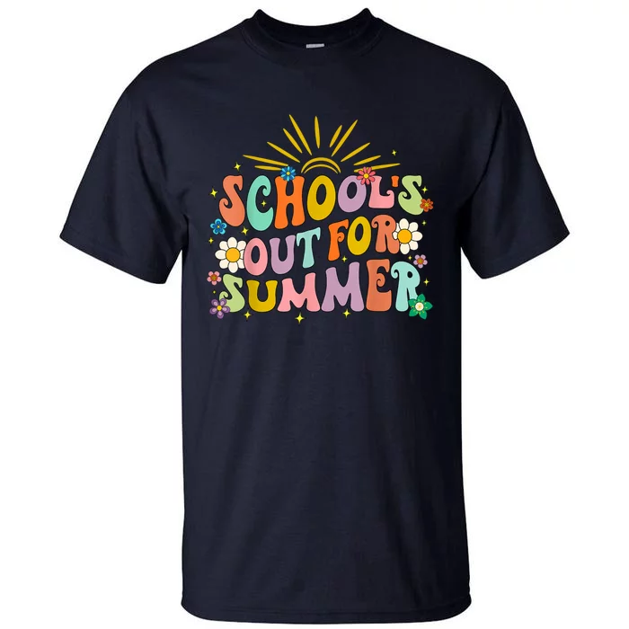 Retro Groovy Schools Out For Summer Graduation Teacher Tall T-Shirt