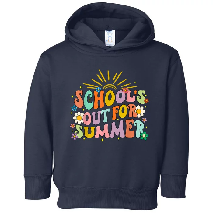 Retro Groovy Schools Out For Summer Graduation Teacher Toddler Hoodie