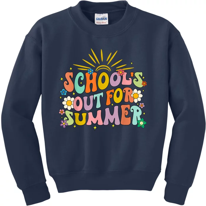 Retro Groovy Schools Out For Summer Graduation Teacher Kids Sweatshirt