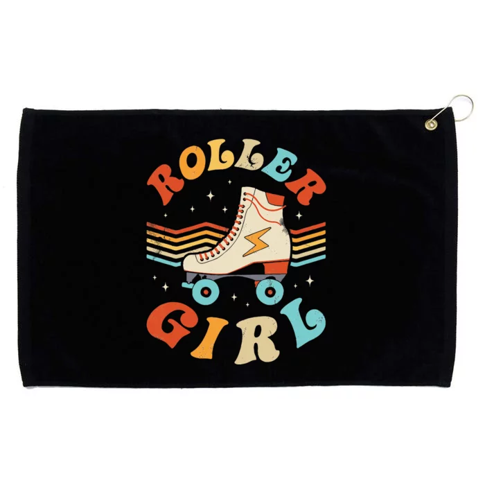 Roller Girl Skater Skating Retro Vintage 70s 80s Skates Grommeted Golf Towel