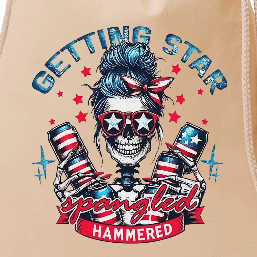 Retro Getting Star Spangled Hammered America 4th Of July Drawstring Bag