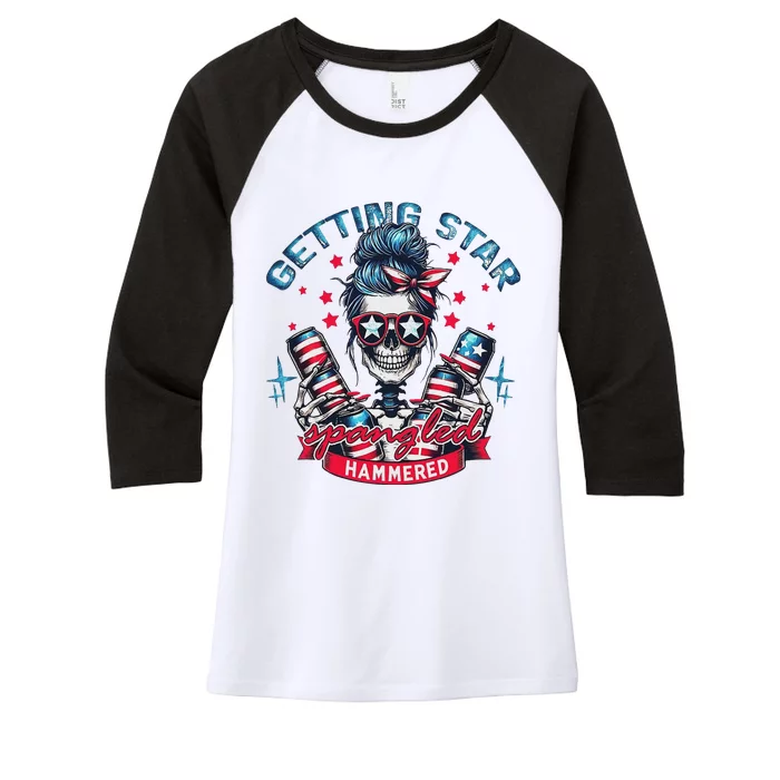 Retro Getting Star Spangled Hammered America 4th Of July Women's Tri-Blend 3/4-Sleeve Raglan Shirt