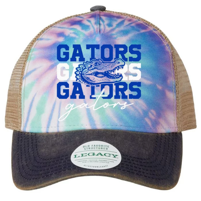 Retro Gators School Sports Name Team Legacy Tie Dye Trucker Hat