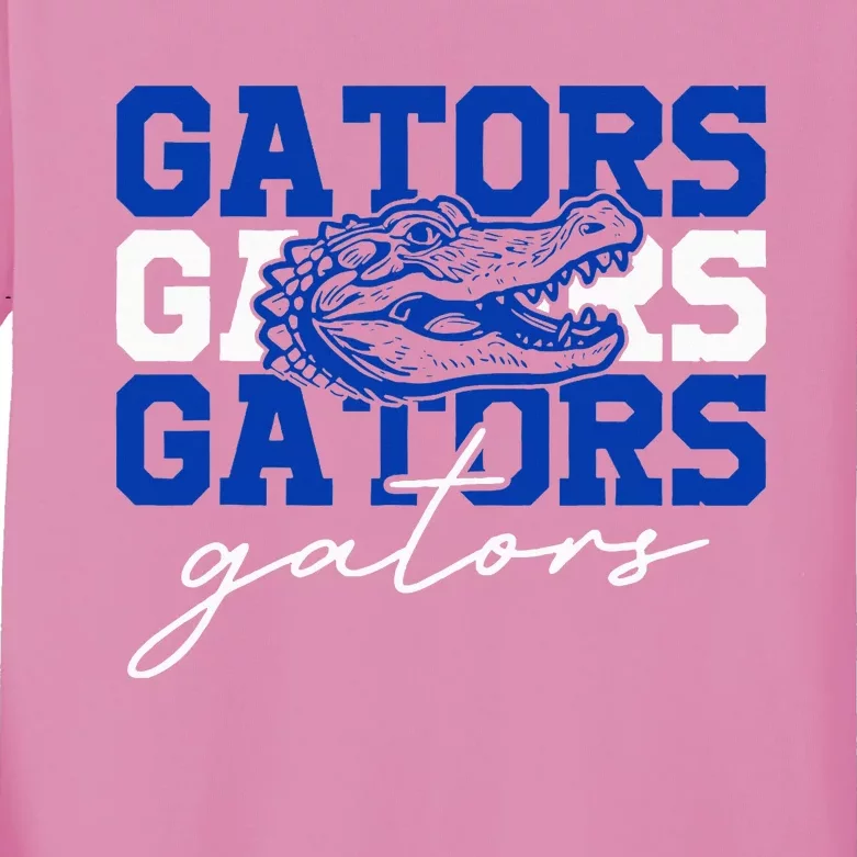 Retro Gators School Sports Name Team Kids Long Sleeve Shirt