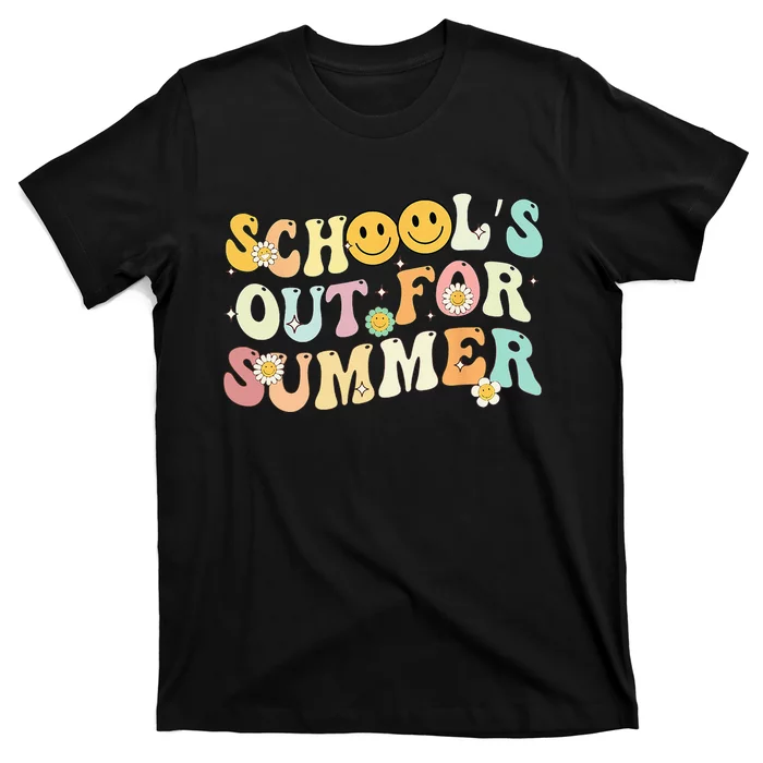 Retro Groovy School's Out For Summer Graduation Teacher T-Shirt