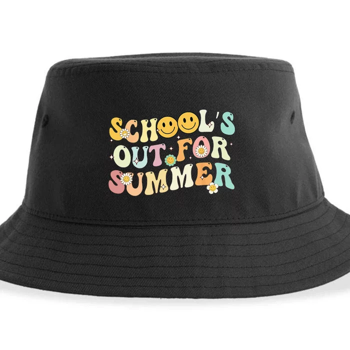 Retro Groovy School's Out For Summer Graduation Teacher Sustainable Bucket Hat