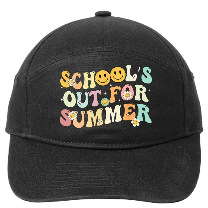 Retro Groovy School's Out For Summer Graduation Teacher 7-Panel Snapback Hat