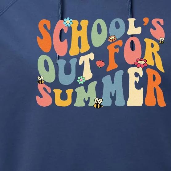 Retro Groovy School's Out For Summer Graduation Teacher Performance Fleece Hoodie