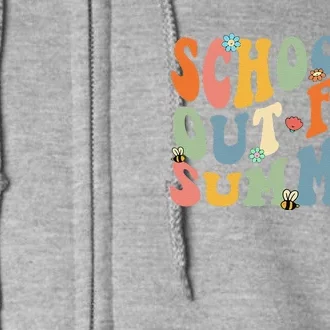 Retro Groovy School's Out For Summer Graduation Teacher Full Zip Hoodie