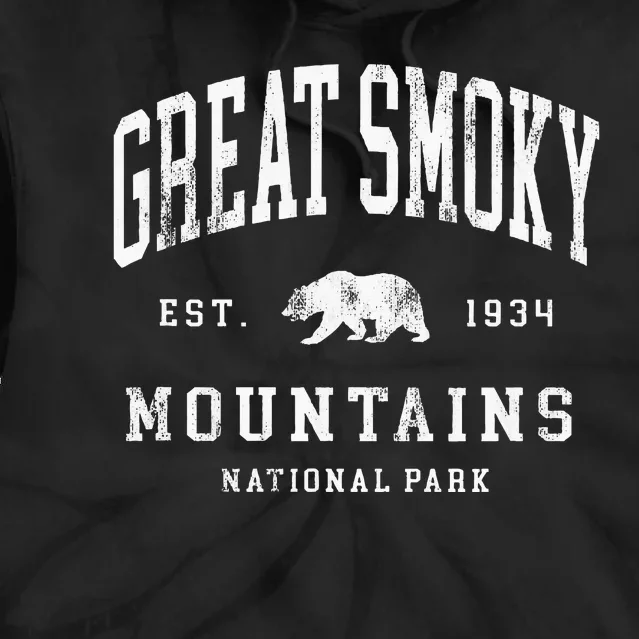 Retro Great Smoky Mountains National Park Hiking Tie Dye Hoodie