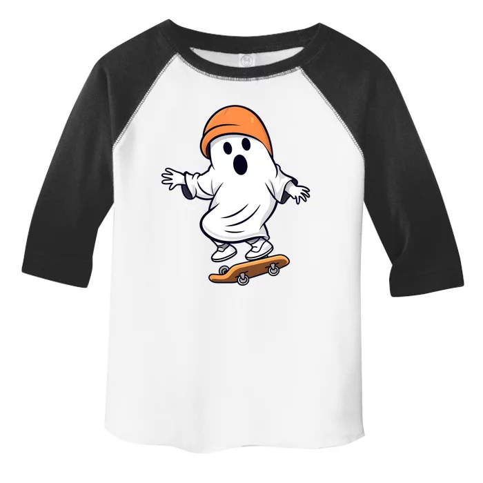 Retro Ghost Skateboard Skateboarding Halloween Spooky Season Great Gift Toddler Fine Jersey T-Shirt