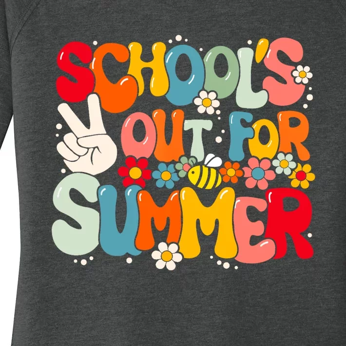 Retro Groovy School's Out For Summer Graduation Teacher Women's Perfect Tri Tunic Long Sleeve Shirt