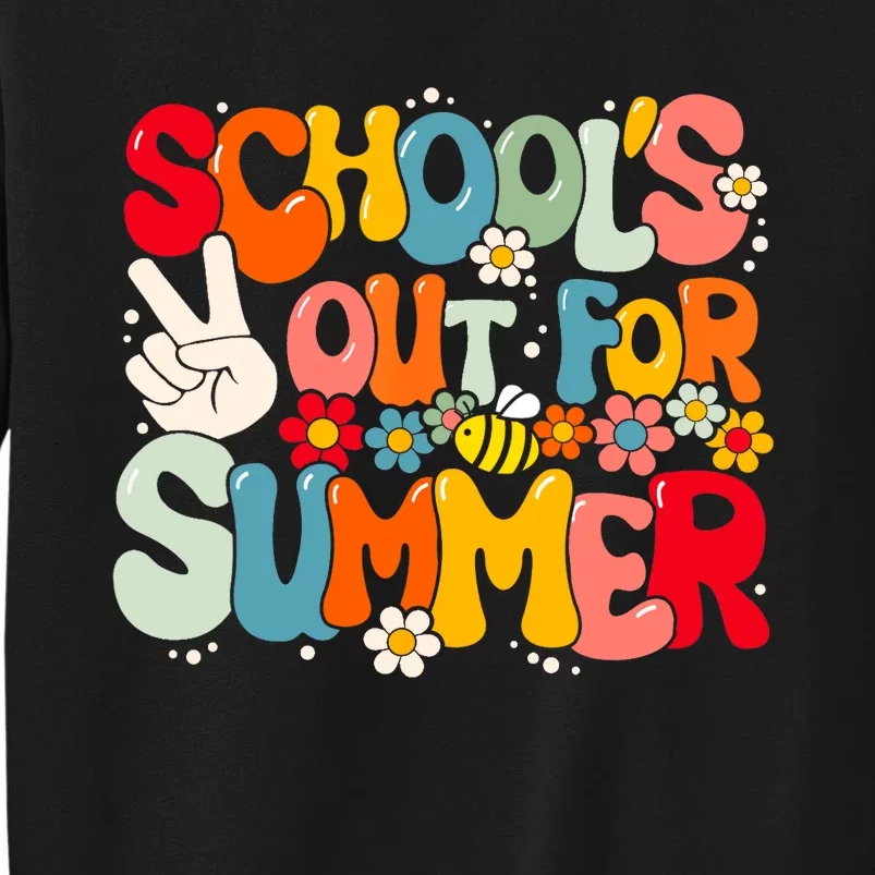 Retro Groovy School's Out For Summer Graduation Teacher Tall Sweatshirt