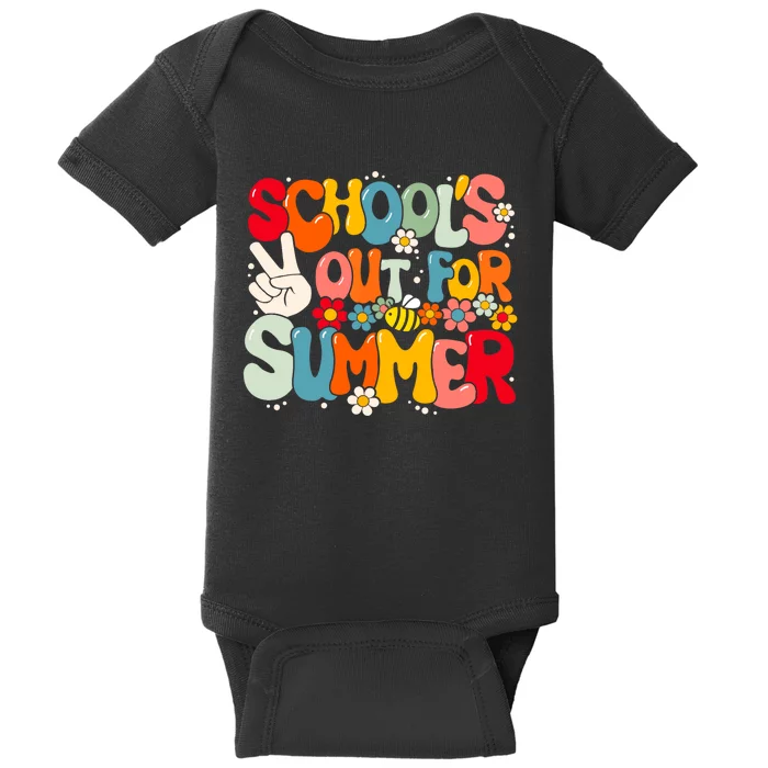 Retro Groovy School's Out For Summer Graduation Teacher Baby Bodysuit