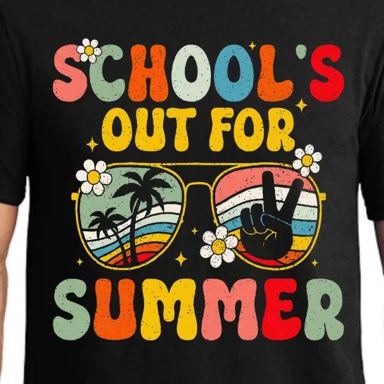 Retro Groovy SchoolS Out For Summer Graduation Teacher Pajama Set