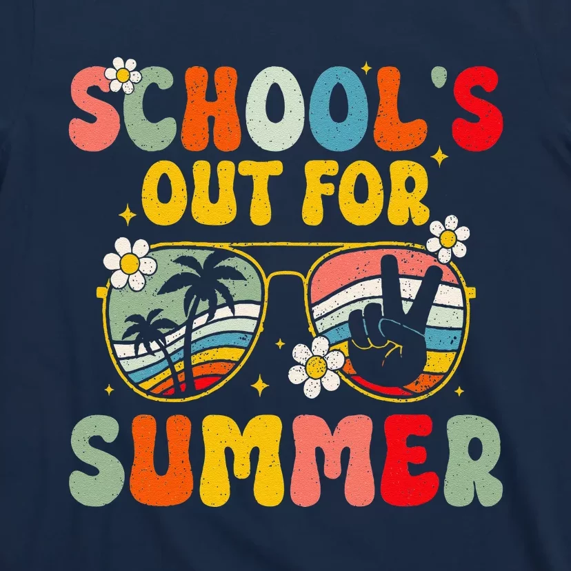 Retro Groovy SchoolS Out For Summer Graduation Teacher T-Shirt