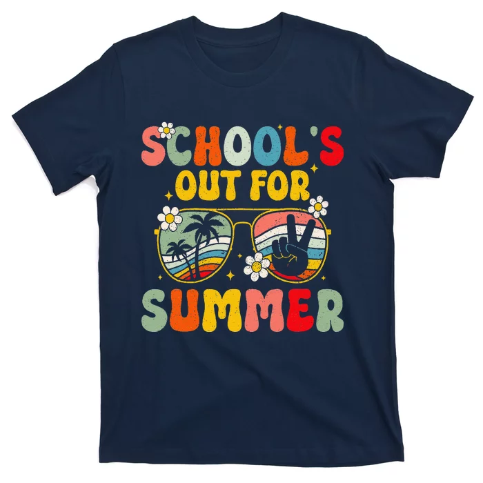 Retro Groovy SchoolS Out For Summer Graduation Teacher T-Shirt