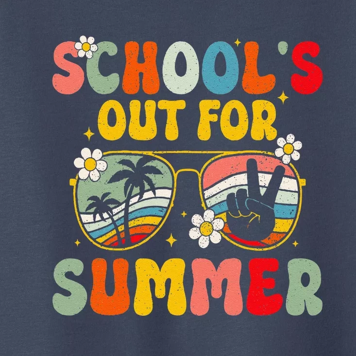 Retro Groovy SchoolS Out For Summer Graduation Teacher Toddler T-Shirt