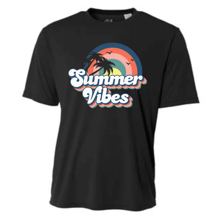 Retro Groovy Summer Vibes Summer Vacation Cooling Performance Crew T-Shirt