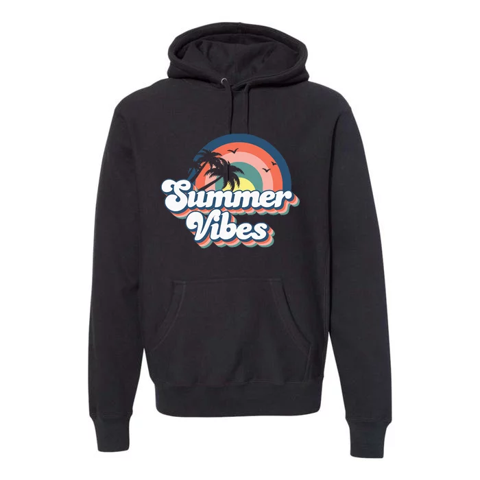 Retro Groovy Summer Vibes Summer Vacation Premium Hoodie