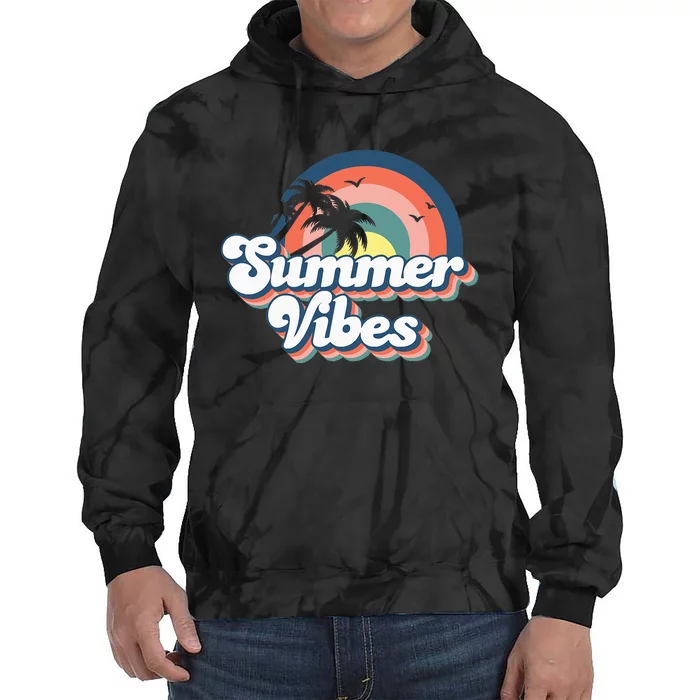 Retro Groovy Summer Vibes Summer Vacation Tie Dye Hoodie