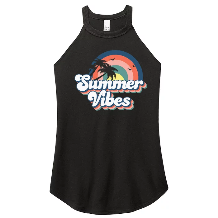 Retro Groovy Summer Vibes Summer Vacation Women’s Perfect Tri Rocker Tank