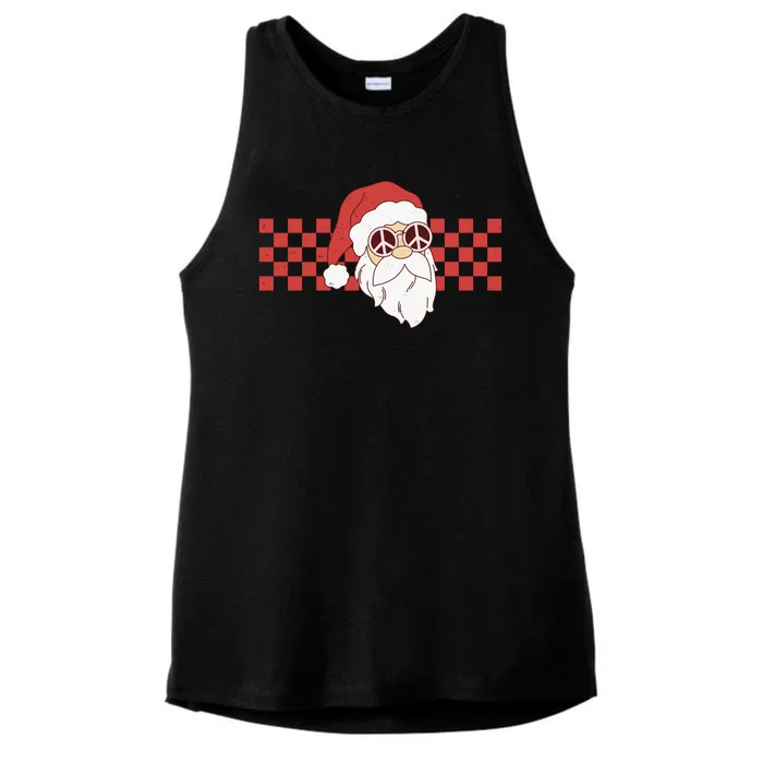 Retro Groovy Santa Claus Christmas Ladies Tri-Blend Wicking Tank