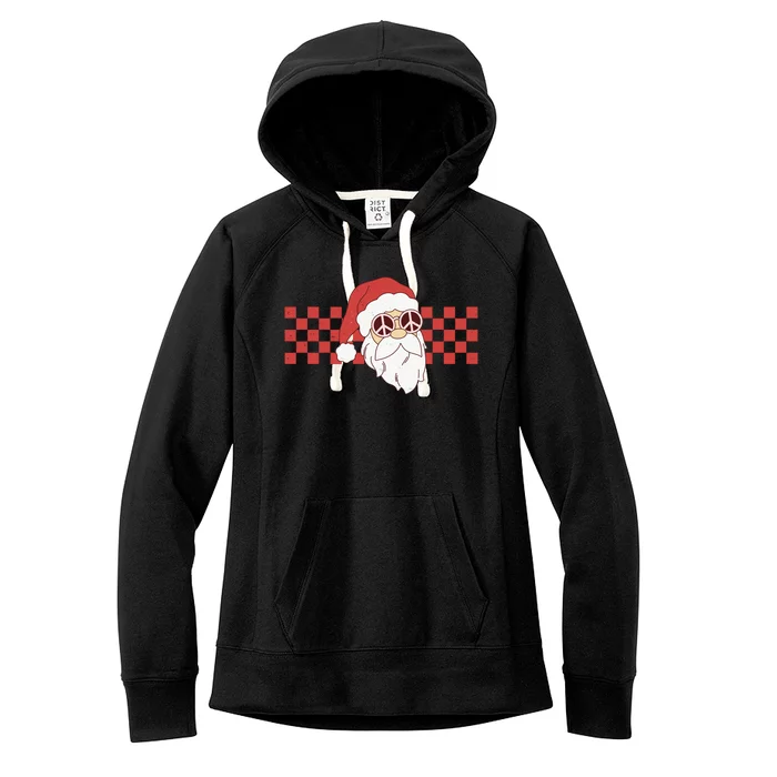 Retro Groovy Santa Claus Christmas Women's Fleece Hoodie