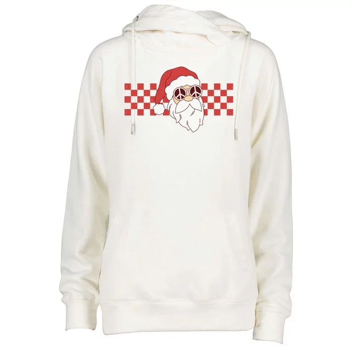 Retro Groovy Santa Claus Christmas Womens Funnel Neck Pullover Hood