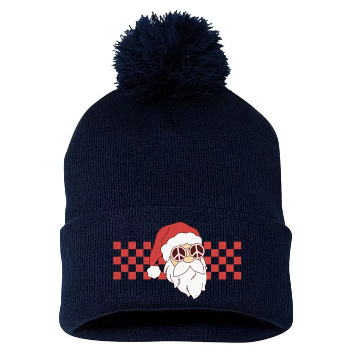 Retro Groovy Santa Claus Christmas Pom Pom 12in Knit Beanie