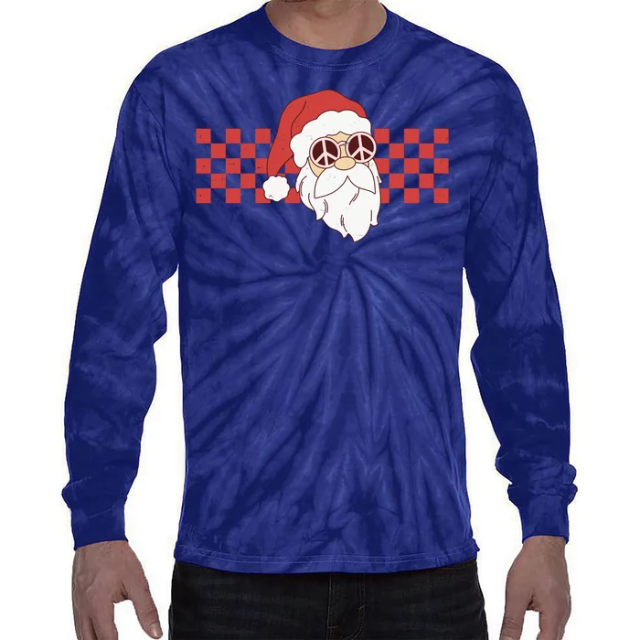 Retro Groovy Santa Claus Christmas Tie-Dye Long Sleeve Shirt