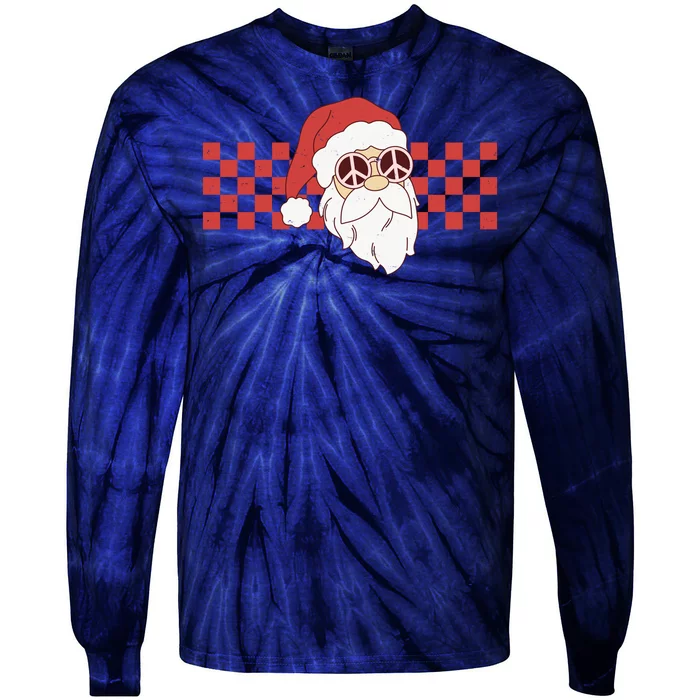 Retro Groovy Santa Claus Christmas Tie-Dye Long Sleeve Shirt