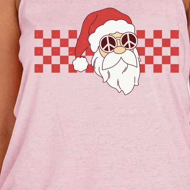 Retro Groovy Santa Claus Christmas Women's Knotted Racerback Tank