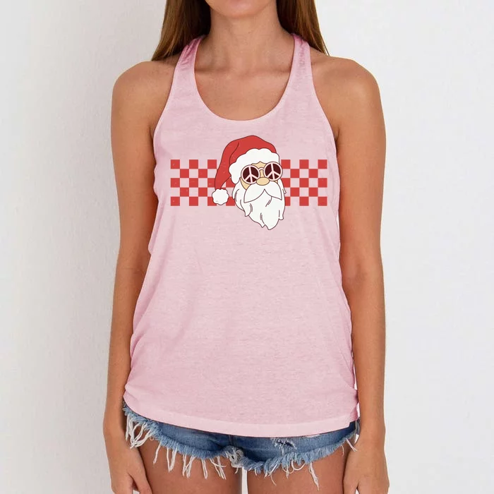 Retro Groovy Santa Claus Christmas Women's Knotted Racerback Tank