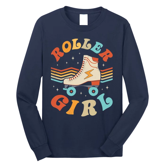 Roller Girl Skater Skating Retro Vintage 70s 80s Skates Long Sleeve Shirt